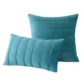 Luxury teal velvet throw pillow cover with elegant pleated design for Nordic home decor - Teal
