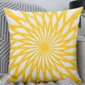 Federa per cuscino nordica con ricamo 3D giallo vibrante e motivo geometrico a sole - Girasole / 45x45cm (Senza Inserto)