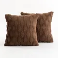 Soft brown plush pillowcase with embroidered diamond pattern for cozy home decor - 45x45cm Single-Sided Plush (Insert Not Included) / Brown