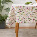 Holiday Christmas reindeer and tree pattern cotton linen tablecloth for dining room - Happy Festival Style / 60x60cm