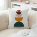 Abstracte minimalistische witte kussenhoes met kleurrijk geometrisch borduurpatroon - 45*45cm Zonder Kern / Catball (Velvet Base)