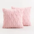 Soft pink plush throw pillow covers with luxury rhombus textured embroidery decor - 30x50cm Single-Sided Plush (Insert Not Included) / Light Pink