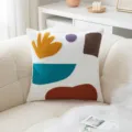 Abstracte minimalistische geborduurde kussenhoes met kleurrijke getufte patronen - 45*45cm Zonder Kern / Zeeanemoon (Fluwelen Basis)