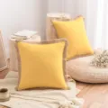 Housse de coussin en lin jaune avec franges décoratives pour canapé de style nordique - 50*50cm Sans Noyau / Couleur Parfum d'Automne