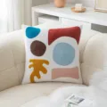 Moderne abstracte geborduurde kussensloop met kleurrijke vormen voor bank en bed - 45*45cm Zonder Kern / Blauwe Parel (Fluwelen Basis)