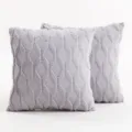 Set of two light purple plush pillow covers with 3D diamond embroidered textured patterns - 45x45cm Single-Sided Plush (Insert Not Included) / Light Gray
