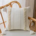 Boho κάλυμμα μαξιλαριού με φούντες σε κρεμ λευκό, διακόσμηση σπιτιού μαροκινού στιλ - Στυλ Ε (Υφαντό Κρόσσι) / 30x50cm (Μόνο Κάλυμμα) / Ζαχαρί
