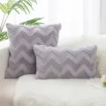 Soft lavender plush cushion cover with wavy textured pattern for cozy sofa decoration - 30x50cm Single-Sided Plush (Insert Not Included) / Light Gray