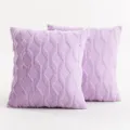 Soft lavender plush cushion cover featuring an elegant diamond embroidered pattern detail - 45x45cm Single-Sided Plush (Insert Not Included) / Light Purple