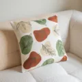 Fodera per cuscino ricamata con foglie astratte, stile minimalista dai toni della terra - 45*45cm Senza Nucleo / Foglie Secche (Base in Velluto)