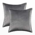 Set of two ultra soft grey velvet cushion covers for luxury home sofa decoration - Gray