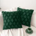 Dark green plush throw pillow cover with decorative diamond embroidered pattern. - 30x50cm Single-Sided Plush (Insert Not Included) / Christmas Green