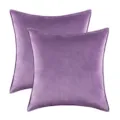 Luxurious soft purple velvet cushion covers with elegant piped edges for home sofa decor - Grape Purple