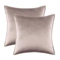 Set of 2 soft dusty rose velvet cushion covers with piped edges for home decor - Champagne Pink