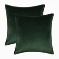 Set of 2 dark green velvet pillow covers with piped edges for luxury sofa home decor - Dark Cyan