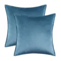 Soft velvet square cushion covers in blue color with piped edges for home decoration - Aqua Blue