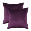 Set of two deep purple velvet cushion covers with soft plush texture for luxury home decor - Eggplant Purple