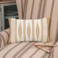 Μαξιλάρι μέσης Boho Μαρόκο με σχέδια τούφας και διακοσμητικά κρόσσια σε κρέμα χρώμα - Στυλ Κίτρινου Ηχητικού Κύματος / 30x50cm (Μόνο Κάλυμμα) / Κίτρινο