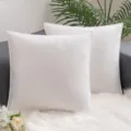 White velvet flanged cushion cover with ultra-soft plush finish for sofa decoration - Bleached White