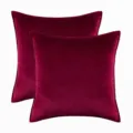 Two-pack of ultra soft burgundy velvet cushion covers with piped edges - Retro Copper