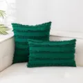 Dunkelgrüne dekorative Kissenbezüge mit Boho-Fransenstreifen für das moderne Sofa - 45x45cm Mit Füllung / Grün