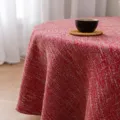 Minimalist new Chinese style faux linen round tablecloth in textured red and white weave. - 140x140cm / Square / Burgundy
