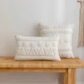 Boho φουντωτό κάλυμμα μαξιλαριού με μπεζ γεωμετρικά σχέδια για μινιμαλιστικό καναπέ. - 30x50cm (Μόνο Κάλυμμα) / Toffee