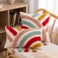 Fodera per cuscino arcobaleno geometrica trapuntata in stile nordico con nappe colorate - Gelato