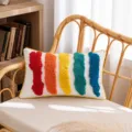 Federa per cuscino lombare trapuntata arcobaleno in stile nordico con strisce colorate - Tavolozza