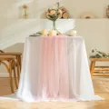 Elegant pink pearl mesh table runner for romantic dining table and home decoration - 40x300CM / Pink