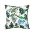 Outdoor waterproof cushion cover featuring green tropical palm leaf and floral print - Dark Tropical Leaves