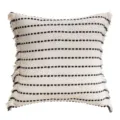 Housse de coussin bohème blanc crème à rayures noires et franges - 30*50cm (Sans Insert) / Fond Blanc Faisceau Noir