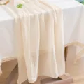 Elegante runner da tavola in garza plissettata crema per decorazioni nuziali rustiche - 90*300cm / Beige