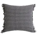 Housse de coussin à carreaux noir et blanc avec bords effilochés pour décor de canapé - 30*50cm (Sans Insert) / Grille Noir Blanc Bord Franc