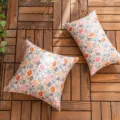 Fresh floral outdoor waterproof pillowcase covers with butterfly print on wood deck - Multicolor Flower