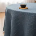 Premium dark blue textured faux cotton linen tablecloth drape for round tea tables - 140x140cm / Square / Blue