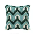 Housse de coussin élégante à motif zigzag vert et bleu pour canapé moderne chic - 45x45cm (Sans Noyau) / Vert Chevrons
