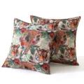 Vintage tiger jacquard cushion cover with artistic animal pattern and piped edges - 45*45cm Without Core / Tiger Jacquard