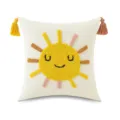 Funda de cojín con sol acolchado a mano y borlas para decoración de sofá estilo bohemio - Sol (Dorado) / 45x45cm