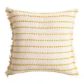Housse de coussin bohème tissée avec rayures pointillées jaunes et franges pour canapé - 30*50cm (Sans Insert) / Fond Blanc Faisceau Jaune