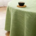 Simple green faux linen tablecloth with elegant woven texture for modern tea table - 140x140cm / Square / Light Green