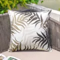 Decorative outdoor palm leaf print cushion cover for garden and patio furniture. - Light Coffee Areca Leaf