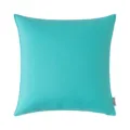 Modern minimalist outdoor waterproof pillow cover in solid turquoise color with side tag - Aqua Green