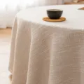 Minimalist beige textured faux linen tablecloth for home tea table and desk decor - 140x140cm / Square / Off White