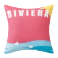 Pink waterproof outdoor cushion cover with Riviera beach and sailboat print design - Sailboat (Single Sided)