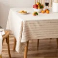 Tovaglia rettangolare minimalista a righe beige e grigie per decorazione tavola - Riga singola / 135*135cm