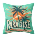 Waterproof outdoor cushion cover with tropical Paradise palm tree print in mint - Green Coconut Tree (Single Sided)