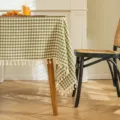Πράσινο καρό τραπεζομάντιλο ιαπωνικού στυλ με φούντες για ορθογώνια τραπέζια φαγητού - 60*60cm / Πράσινο του αβοκάντο