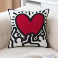 Modern heart pattern towel embroidered decorative throw pillow cover for sofa decor - 45x45cm / Holding Heart