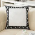 Luxury geometric embroidered cushion cover with black and white patterns for sofa - 45x45cm / Frame